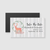 Carte Magnétique Aquarelle Boho Reindeer Rustique Enregistrer La Da (Devant / Derrière)