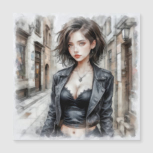 Carte Magnétique Aquarelle, femme mytérieuse