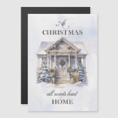 Carte Magnétique Aquarelle hiver Accueil Noël Salutations (Devant / Derrière)