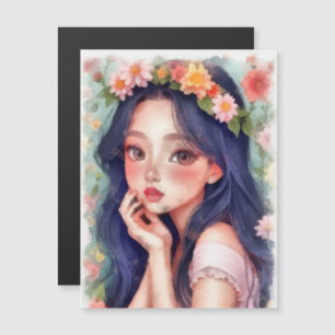 Carte Magnétique Aquarelle, jeune fille