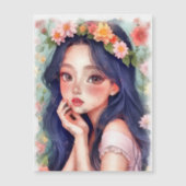 Carte Magnétique Aquarelle, jeune fille (Devant)