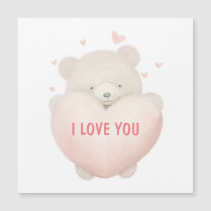 Carte Magnétique Aquarelle Mignonne Ours En Teddy Avec Coeur - JE V