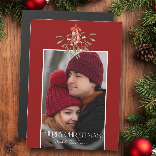 Carte Magnétique Aquarelle minimaliste Mistletoe photo de Noël