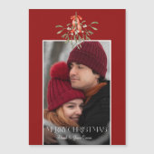 Carte Magnétique Aquarelle minimaliste Mistletoe photo de Noël (Devant)