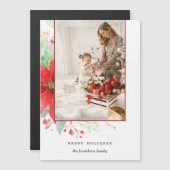 Carte Magnétique Aquarelle moderne Photo botanique de Noël (Devant / Derrière)