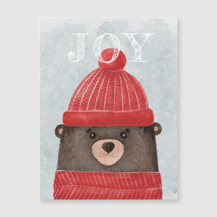 Carte Magnétique Aquarelle ours mignon. animal boisé de Noël