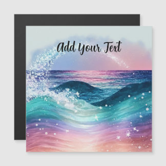 Carte Magnétique Aquarelle personnalisée Blue Ocean Wave Photo avec