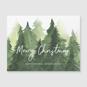 Carte Magnétique Aquarelle Pine Arbres Business Joyeux Noël