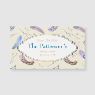 Carte Magnétique Aquarelle Plumes Famille Réunion Enregistrer La Da