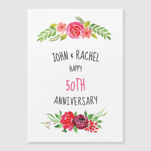 Carte Magnétique Aquarelle rose pâle Rose Joyeux texte d'anniversai