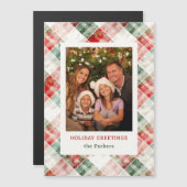 Carte Magnétique Aquarelle rustique Photo Plaid Noël (Devant / Derrière)