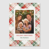 Carte Magnétique Aquarelle rustique Photo Plaid Noël (Devant)