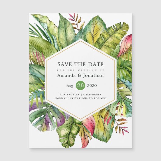 Carte Magnétique Aquarelle Tropical Summer Beach Wedding (Devant)