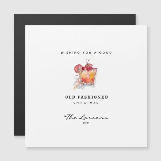 Carte Magnétique Aquarelle Vieux Noël (Devant / Derrière)