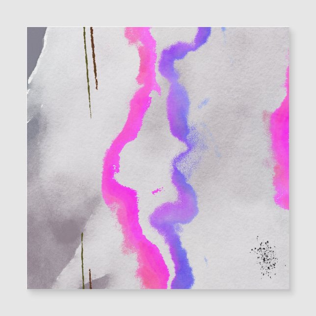 Carte Magnétique Aquarelle violet et rose Abstrait (Devant)