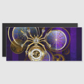 Carte Magnétique Araignée Steampunk sur fond violet (Devant / Derrière)