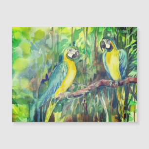Carte Magnétique Aras bleus et jaunes, amis oiseaux