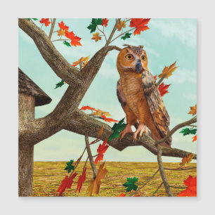 Carte Magnétique Arbre de l'érable à chouette d'automne Art fauniqu