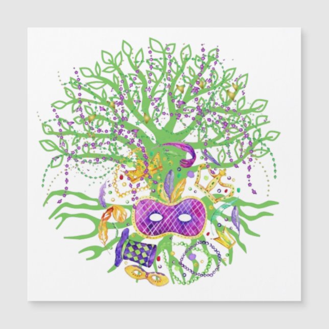 Carte Magnétique Arbre de Mardi gras (Devant)