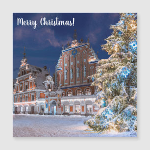 Carte Magnétique Arbre de Noël et Maison des Noirs à Riga
