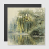 Carte Magnétique Arbre de saule serein - Réflexion - Art de la natu (Devant / Derrière)