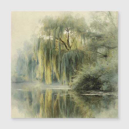 Carte Magnétique Arbre de saule serein - Réflexion - Art de la natu (Devant)
