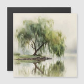 Carte Magnétique Arbre de saule serein Réflexion Nature Art (12) (Devant / Derrière)