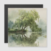 Carte Magnétique Arbre de saule serein Réflexion Nature Art (5) (Devant / Derrière)