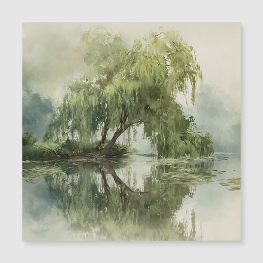 Carte Magnétique Arbre de saule serein Réflexion Nature Art (5) (Devant)