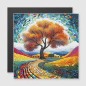 Carte Magnétique Arbre heureux coloré (Devant / Derrière)