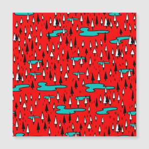 Carte Magnétique Arbres à main levée : motif de Noël scandinave.