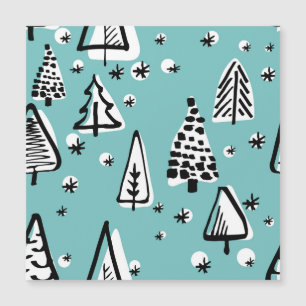 Carte Magnétique Arbres de Noël scandinaves : graphismes vintages.