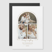 Carte Magnétique Arche minimale élégante en ligne or 3 photos (Devant / Derrière)