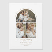 Carte Magnétique Arche minimale élégante en ligne or 3 photos (Devant)