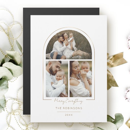 Carte Magnétique Arche minimale élégante en ligne or 3 photos