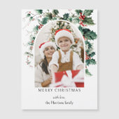Carte Magnétique Arche photo de Noël moderne avec Holly (Devant)