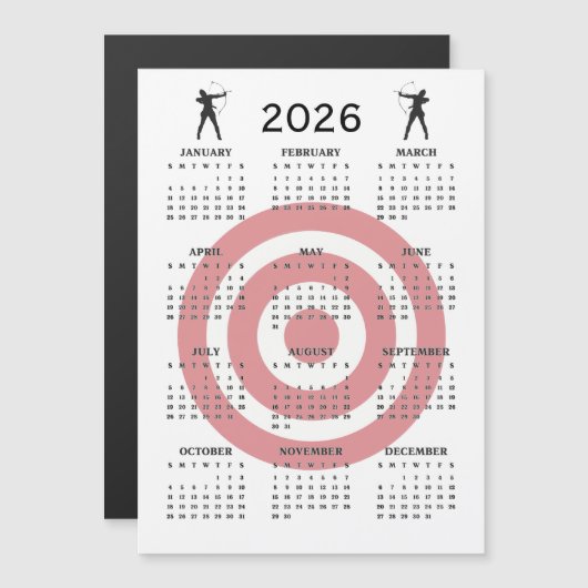Carte Magnétique Archery Design 2026 Calendar Magnetic Card (Devant / Derrière)