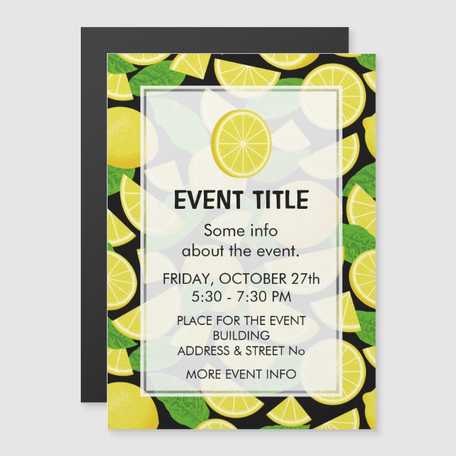 Carte Magnétique Arrière - plan citron (Devant / Derrière)