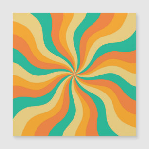 Carte Magnétique Arrière - plan coloré Retro les années 70 Sunburst