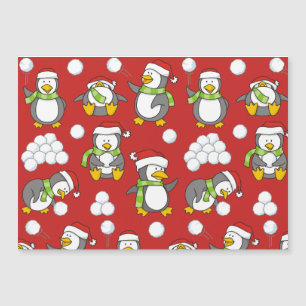Carte Magnétique Arrière - plan de pingouins de Noël
