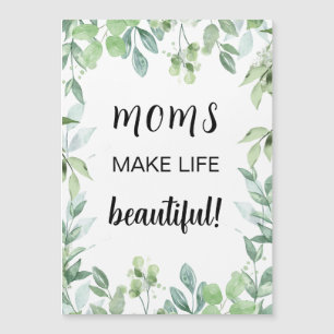 Carte Magnétique Art de mots de la fête des mères avec feuillage