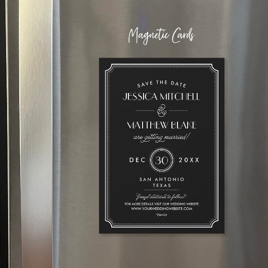 Carte Magnétique Art déco noir et blanc Enregistrer la date