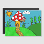 Carte Magnétique Art fongique fantaisiste de la forêt (Devant / Derrière)