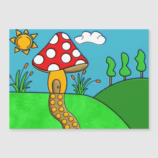 Carte Magnétique Art fongique fantaisiste de la forêt (Devant)