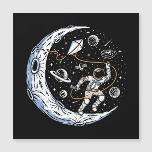 Carte Magnétique Astronaute faisant voler un cerf-volant sur la Lun