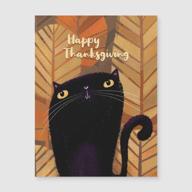 Carte Magnétique Automne Chat Noir (Devant)