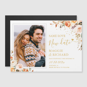 Carte Magnétique Automne Gold Floral Photo Enregistrer le nouvel ai