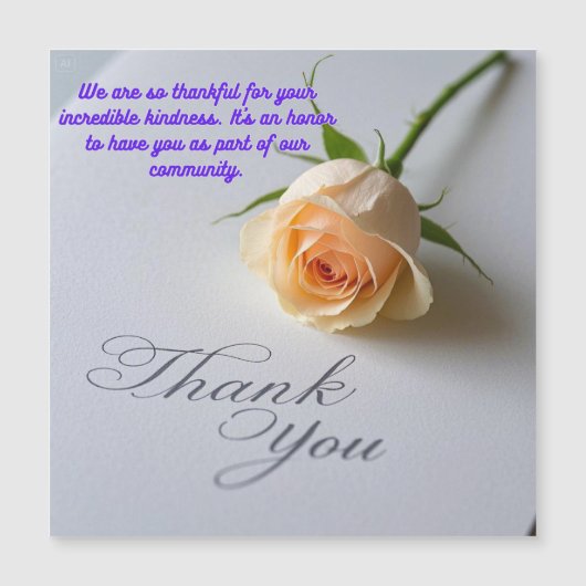 Carte Magnétique Avec des remerciements sincères (Devant)