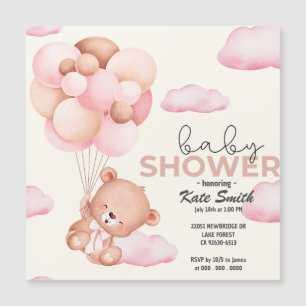 Carte Magnétique Baby shower bébé ours en peluche