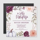 Carte Magnétique Baby shower floral de petite citrouille (Devant / Derrière)